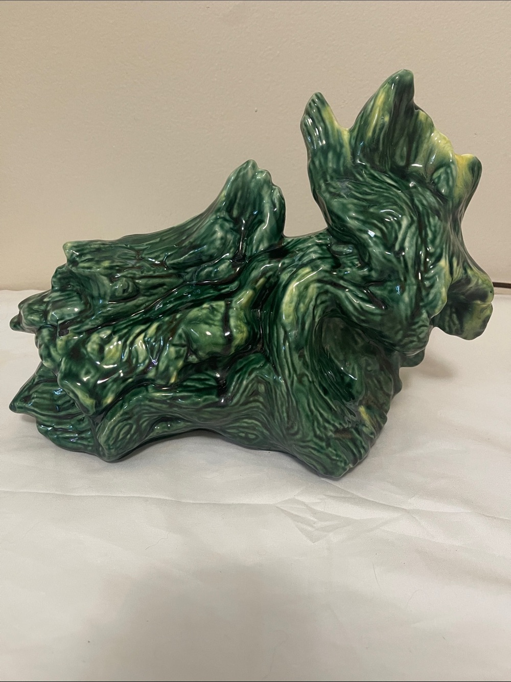 Rare Phil-Mar TV lamp Green Ceramic Driftwood Sculpture knob control w/tag 1950